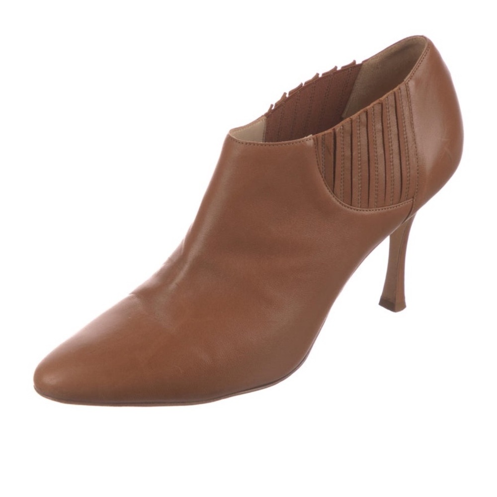 Manolo Blahnik Tan Leather Ankle Boots